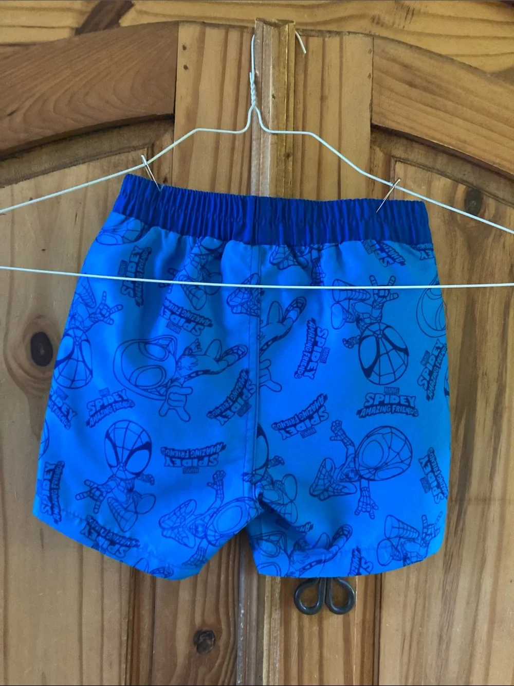 Boys Marvel Spider-Man blue swim shorts size 2T